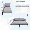 Chic Crate-Modern Weatherproof Daybed 2-in-1 Metal Patio Furniture with Wooden Drink Trays, Padded Chaise Lounges (Gray) - 2 of 4