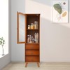 YIYIBYUS Modern Bamboo Kitchen Sideboard with 3 Drawers, Accent Buffet Hutch Cabinet, Brown - 2 of 4