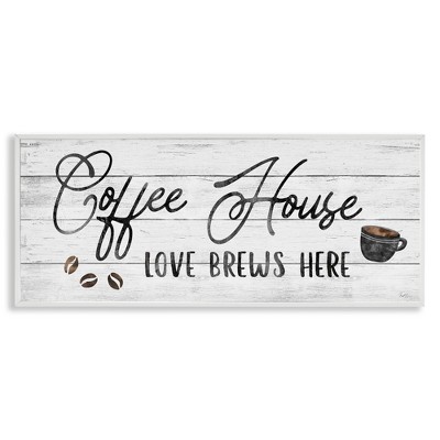 Stupell Industries Coffee House Love Brews Here, 24" x 10"