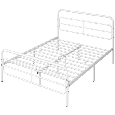 Yaheetech Modern Metal Platform Bed with Geometric Patterned Headboard
