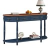 Grungis Wood Console Table with Storage for Entryway,Circular Half Moon Sofa Table with Open Shelf and 2 Drawers - 3 of 4