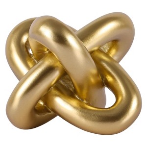 Itopfox 3 Piece Golden Knot Sculpture Set Resin Decorative Statues 5.5 inch Modern Abstract Home Decor for Coffee Table Shelf Entryway - 1 of 4