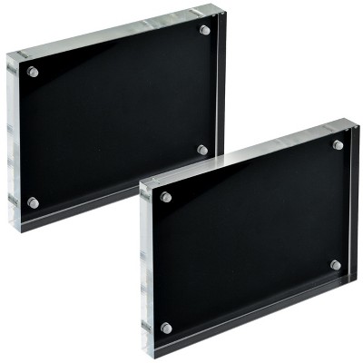 Black Acrylic Magnetic Block Frame with Polished Metal Backing, 5" x 7"