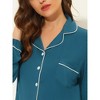 cheibear Women's Long Sleeves Button Down Top with Pants Lounge Pajamas Set - 4 of 4