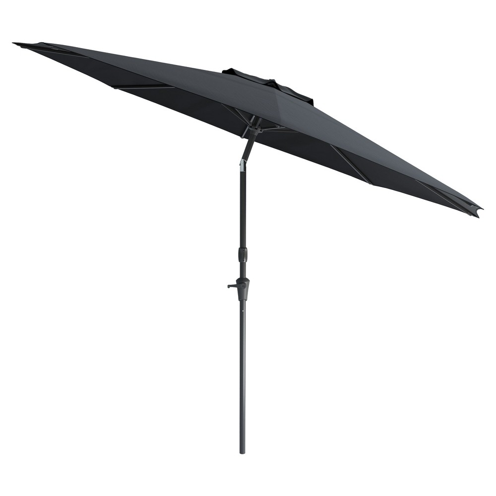 Photos - Parasol CorLiving 10' x 10' Wind Resistant Tilting Patio Umbrella Black  