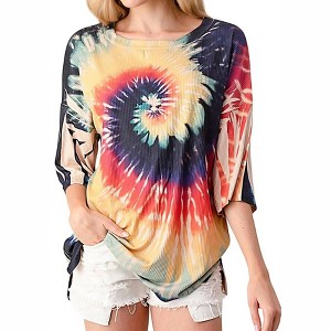 Women's Rainbow Tie Dye Top - Blumin - 1 of 3