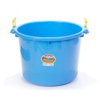 Little Giant 70 Quart Muck Tub Durable and Versatile Utility Bucket with Molded Plastic Rope Handles for Big or Small Cleanup Jobs, Berry Blue