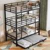 Kumasinova Metal Twin Size Triple Bunk Bed with Twin Trundle Bed, Heavy-Duty Steel Bed Frame, Full-Length Guardrails & 2 Ladders for Children - 2 of 4