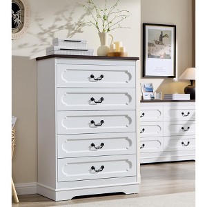Farmhouse Dresser for Bedroom, Rustic Wood Chest of Drawers for Bedroom - 1 of 4