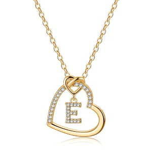 Turandoss 18K Gold Heart Initial Necklace for Women Girls, Dainty Zircon Pendant Necklace, Birthday Gifts for Women Girls, Gold Jewelry, 20+2.5In - 1 of 4