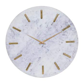 Marble Wall Clock with Gold Accents White - CosmoLiving by Cosmopolitan