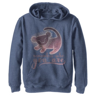 Boy's Lion King Simba Remember Who You Are Pull Over Hoodie - Navy Blue ...
