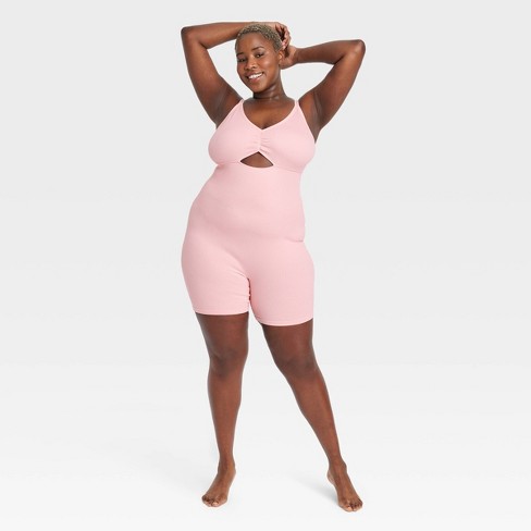 Women's Cut Out Ribbed Romper - Colsie™ Pink Xl : Target