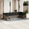vidaXL 10 Piece Patio Sofa Set with Cushions Gray Poly Rattan - Gray With table - 2 of 4