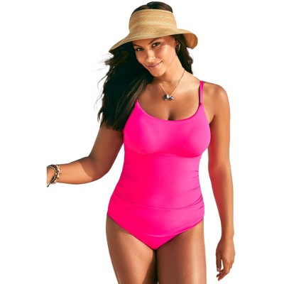 Swimsuits for All Women's Shirred Slim Strap One Piece (Plus Sizes Available)