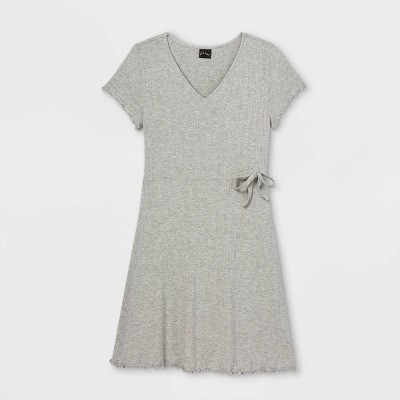 Girls' Rib-Knit Short Sleeve Wrap Dress - art class™ 