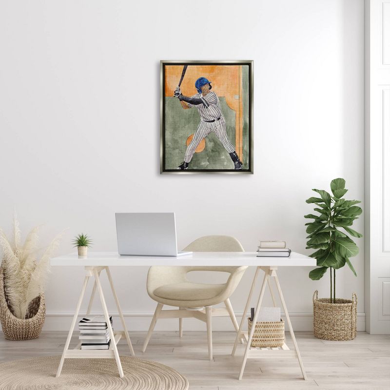 Wall Art by Melissa Wang Playing Baseball Athletic Painting Gray Framed Kids&#39; Floater Canvas - Stupell Industries, 4 of 8