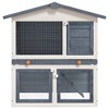 Rabbit Hutch Grey and white Solid pine wood, powder-coated iron meshvidaXL - 2 of 4