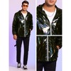 INSPIRE CHIC Men's Solid Zipper Sparkle Shiny Holographic Hooded Metallic Jacket - 4 of 4