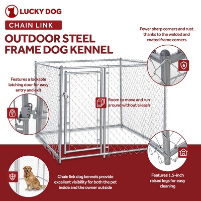 Lucky Dog Heavy Duty Galvanized Steel Chain Link Dog Kennel
