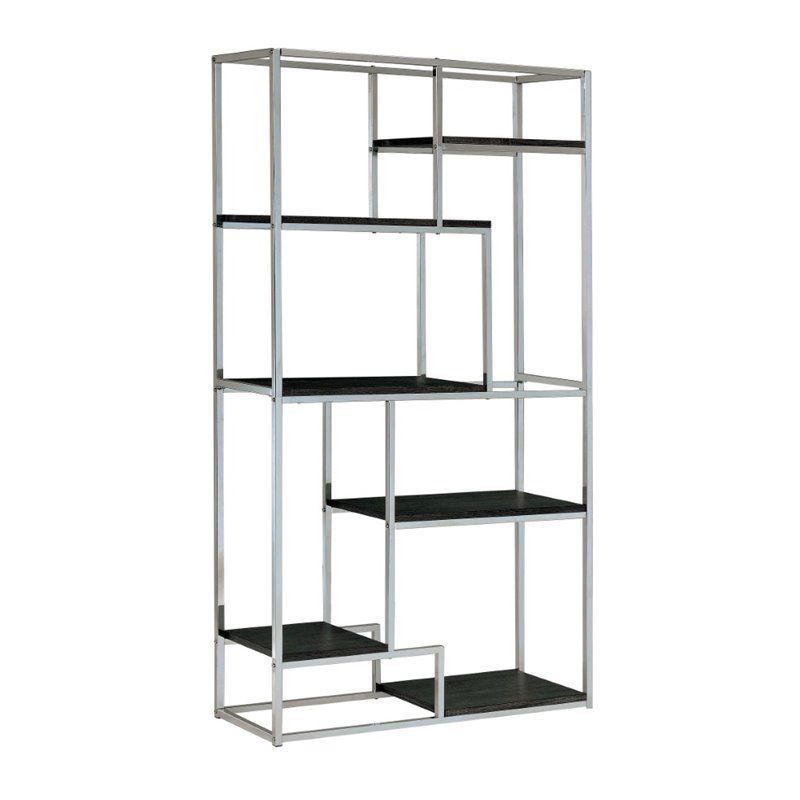 Jan Modern Metal 6-Shelf Bookcase in Chrome - Furniture of America, 1 of 10