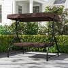 Tangkula Converting Patio Swing Chair Porch Swing Bed w/Adjustable Canopy & Thickened Cushion - 3 of 4