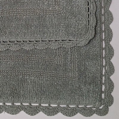 Adamo Gray Cotton Anti-Skid Bath Rug Set