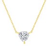 Bella Silver Sterling Silver, Gold Plates Solitaire Trillion CZ, 6mm 18" Necklace & 5mm Earrings Set - Gold Plated - 3 of 4