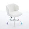 Anybear Adjustable Swivel Office Chair, Artificial Rabbit Hair Home Office Chair With Metal Base, White - 2 of 4