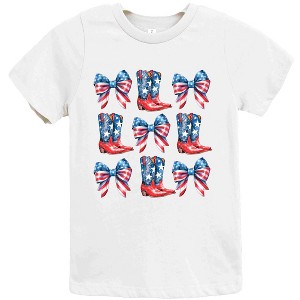 The Juniper Shop Patriotic Boots Stacked Coquette Youth Short Sleeve Tee - 1 of 4