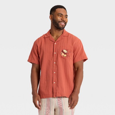 Men's Embroidered Pocket Camp Shirt - Goodfellow & Co™ Cinnamon