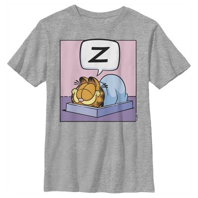 Boy's Garfield Sleeping Cat T-shirt - Athletic Heather - Medium