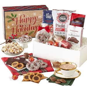 GreatFoods Happy Holiday Gift Box of Delicious Goodies for the Holidays Corporate Gifting, Snack Gift Basket, Gourmet Food Gifts - 1 of 4