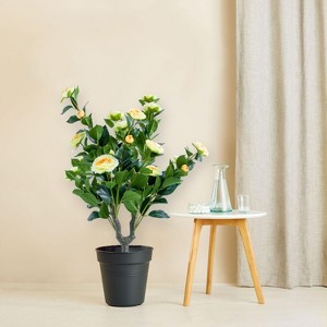 Artificial Topiary Ball Trees with Metal Stakes,Resistant PE Fake Plants with Rose Flowers for Indoor/Outdoor Decor - 1 of 4