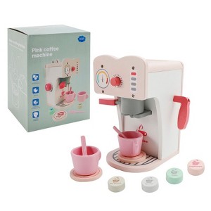 Topteng Simulation Coffee Machine, Play Kitchen Dishes Set Pretend Toy for Kid Gift, Pink - 1 of 4
