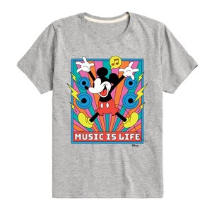 Boys' - Disney - Mickey Music Is Life Short Sleeve Graphic T-Shirt - 1 of 4