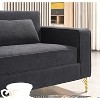 NicBex 85.8 Inch Velvet Sofas 3 Seater Couch with 2 Throw Pillows and Metal Legs for Living Room,Apartment,Office,Black - 3 of 4