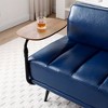 CAVINAS Modern Faux Leather Upholstered Single Sofa with Side Table, 360-degree Swivel Tray Couch for Living Room, Accent Sofa for Bedroom - 3 of 4