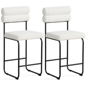 Tangkula Set of 2 Counter Height Bar Stools 26" Counter Stools w/ Metal Frame & Footrest - 1 of 4