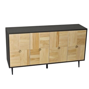 NicBex Elegant 4-Door Storage Cabinet with Carved Effect Decoration Doors for Living Room and Entryway - 1 of 4