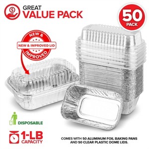 Stock Your Home 1-Lb Aluminum Foil Mini Loaf Pans with Lids (50 Pans + 50 Lids) - 1 of 3