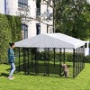 PawHut Outdoor Dog Kennel, Welded Wire Dog Run with 360° Rotating & 4 Levels Adjustable Bowls, Waterproof & UV Resistant Cover, 9.8' x 9.8' x 6.8' - 2 of 4