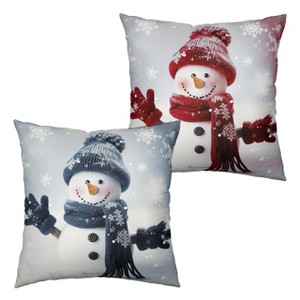 Navy Blue and Red Snowman Pillow Covers 18x18 Set of 2 - 1 of 3