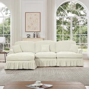 GDFStudio Arthur Modern Chenille Upholstered Sectional Sofas with Removable Ruffles Pleats Skirts and Spindle Legs - 1 of 4