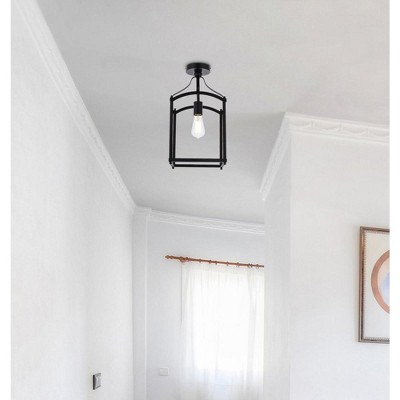 Black Iron Indoor/Outdoor 1-Light Flush Mount Fixture