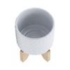 Okak Modern Ceramic Planter with Wooden Stand Plant Pots, Ideal for Succulents and Small Plants Home Decor Indoor Outdoor Gardening - 2 of 4