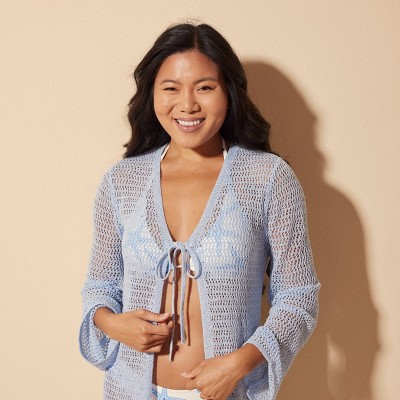 Shade & Shore Women's Tie-Front Cover Up Top - Shade & Shore™ Blue XS — фото 4