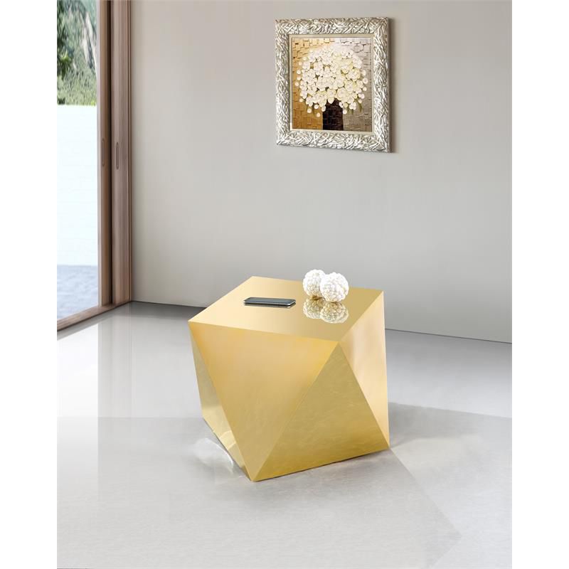 Meridian Furniture Gemma Stainless Steel Contemporary End Table in Gold, 2 of 8
