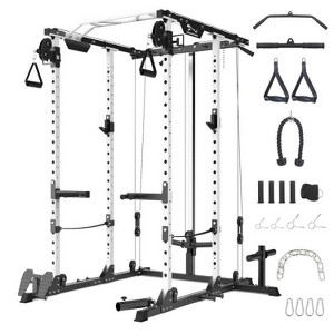 Power Cage with Cable Cross-Over System, Multi-Functional Power Rack with LAT Pull Down System - 1 of 4