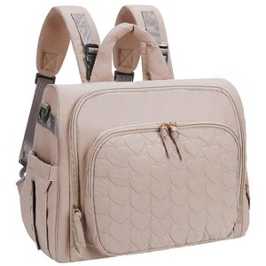 Itopfox Lightweight 3-in-1 Diaper Backpack with Changing Pad, Shoulder Straps & Multiple Pockets for Easy Organization, Beige - 1 of 4